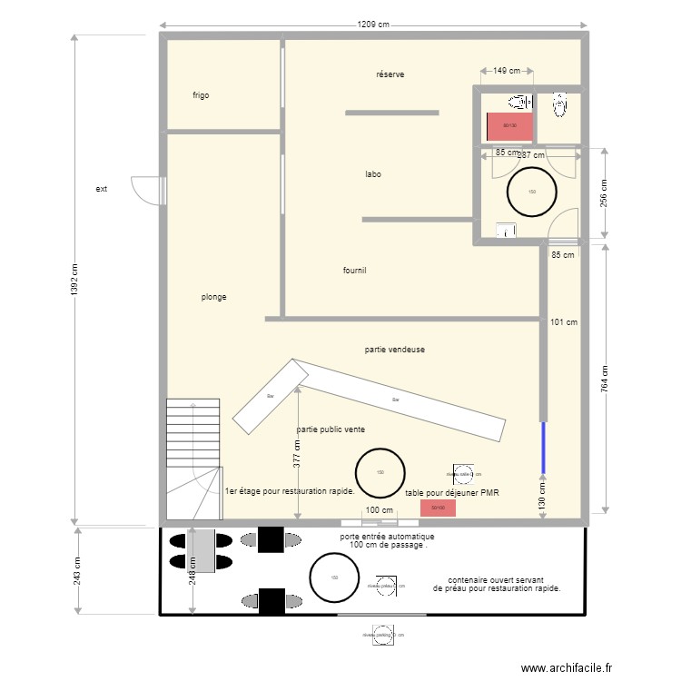 the boulangery Thouaré sur loire. Plan de 6 pièces et 155 m2