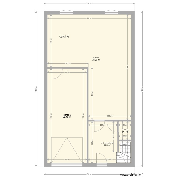 Plan promo 2F max et garage RDC. Plan de 4 pièces et 73 m2