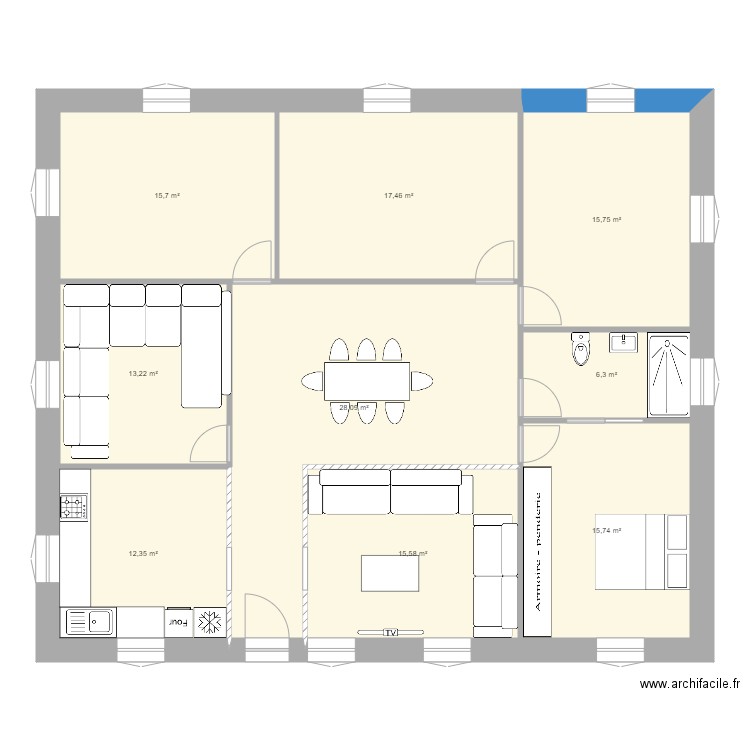 Faycal. Plan de 9 pièces et 140 m2