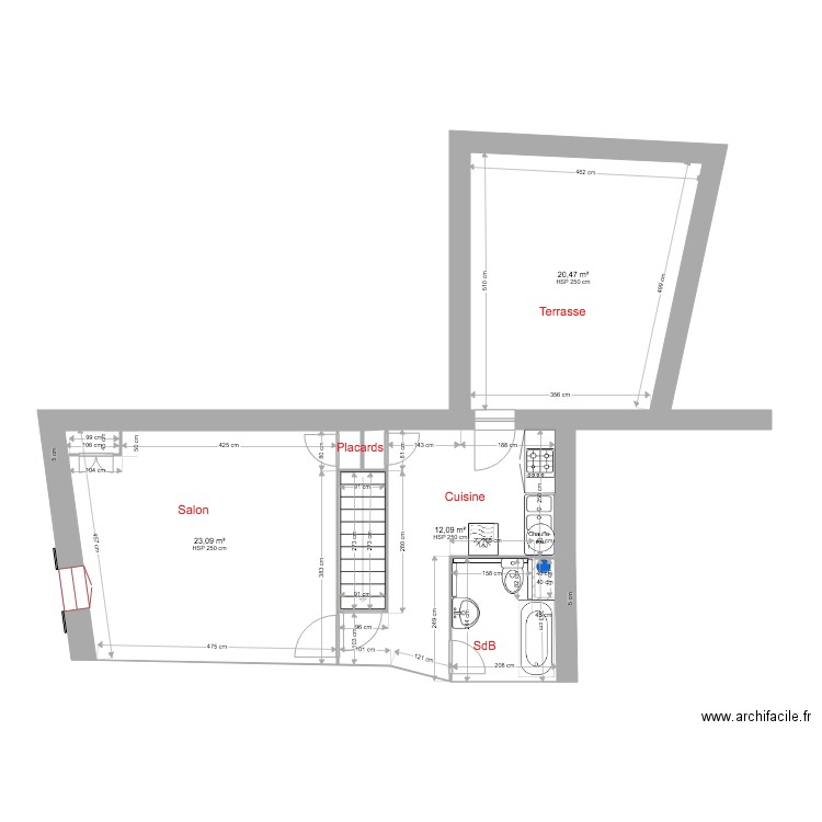 2 ÉTAGE DÉMOLITION 2. Plan de 7 pièces et 64 m2