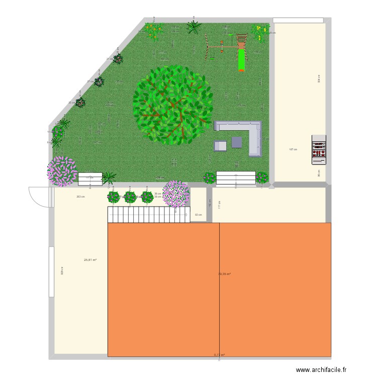 jardin. Plan de 4 pièces et 198 m2