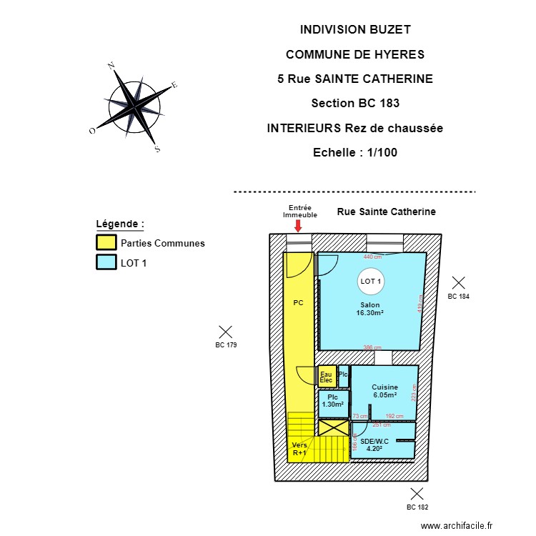 SAINTE CATHERINE RDC. Plan de 11 pièces et 43 m2