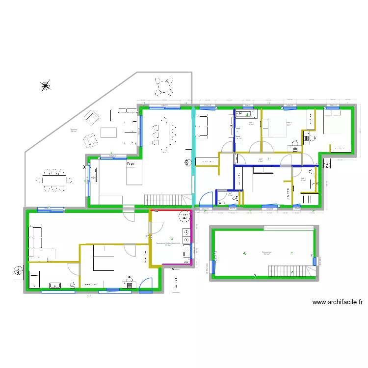 Vaunaveys 4 chambres. Plan de 