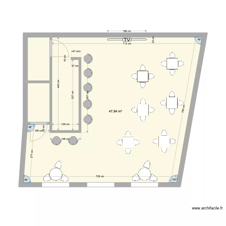 Bar L'Oratoire . Plan de 