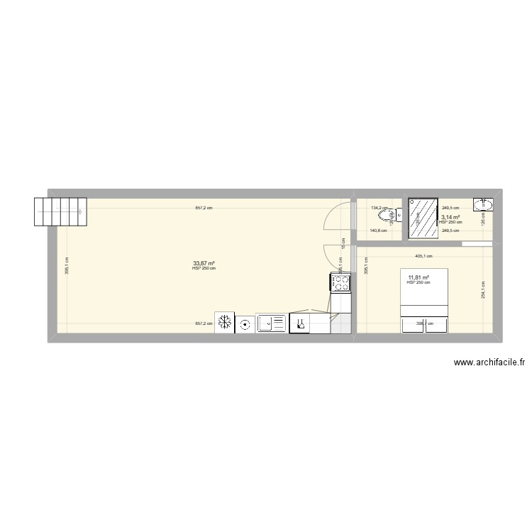 Plans Annexe sous sol V2. Plan de 3 pièces et 49 m2