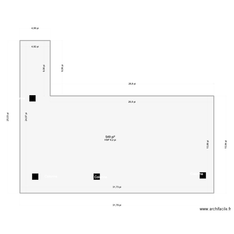 BALCON. Plan de 2 pièces et 77 m2