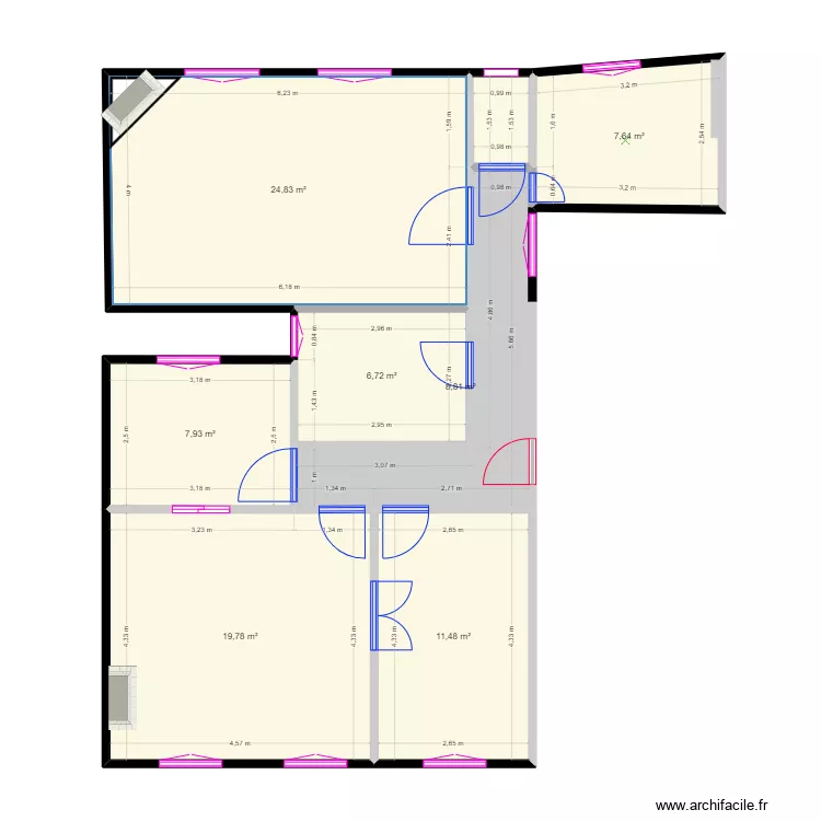 SAINT DIE mesures. Plan de 12  et 176 m²