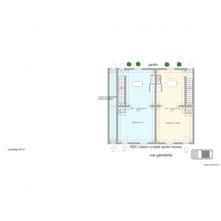 rdc wignehies après travaux ok. Plan de 0 pièce et 0 m2