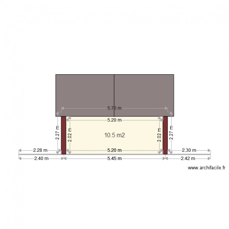 agrandissement gite 1 facade est 2. Plan de 0 pièce et 0 m2