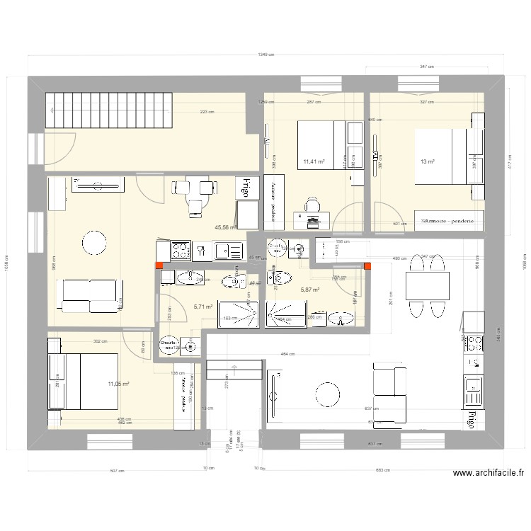 plan côtes extérieures rdc vide 4. Plan de 6 pièces et 134 m2