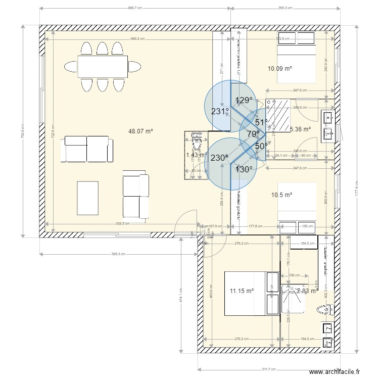 Maison Labenne. Plan de 7 pièces et 96 m2