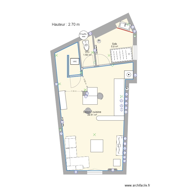 2ème étage meublé. Plan de 0 pièce et 0 m2