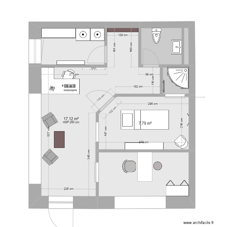 Rolle surface commerciale travaux 3. Plan de 6 pièces et 40 m2