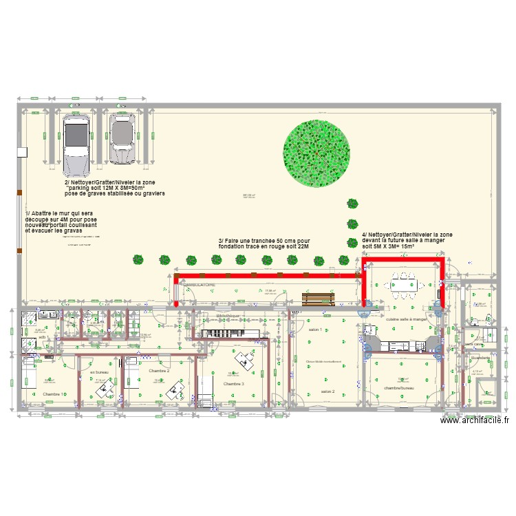 Bâtiment Voltaire terrassement . Plan de 19 pièces et 461 m2