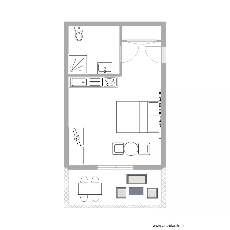 Studette 22m&sup2;. Plan de 