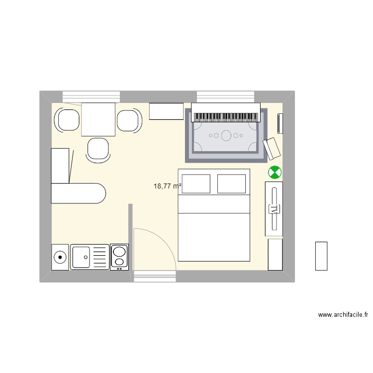 Antony zoo. Plan de 1 pièce et 19 m2