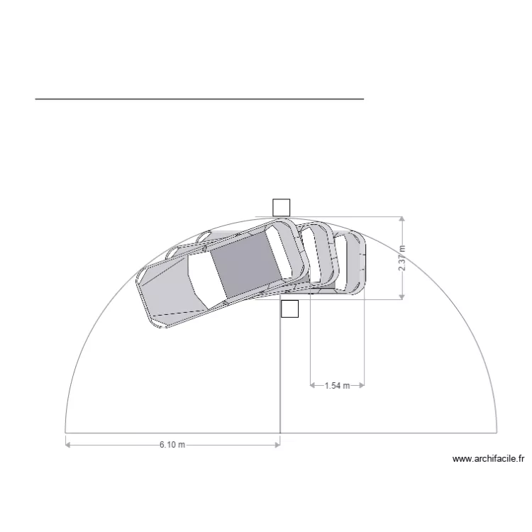 parcours auto Rayon de Braquage 20 degres. Plan de 