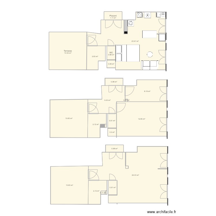 T1 bis Camille Pelletan Plan existant. Plan de 0 pièce et 0 m2