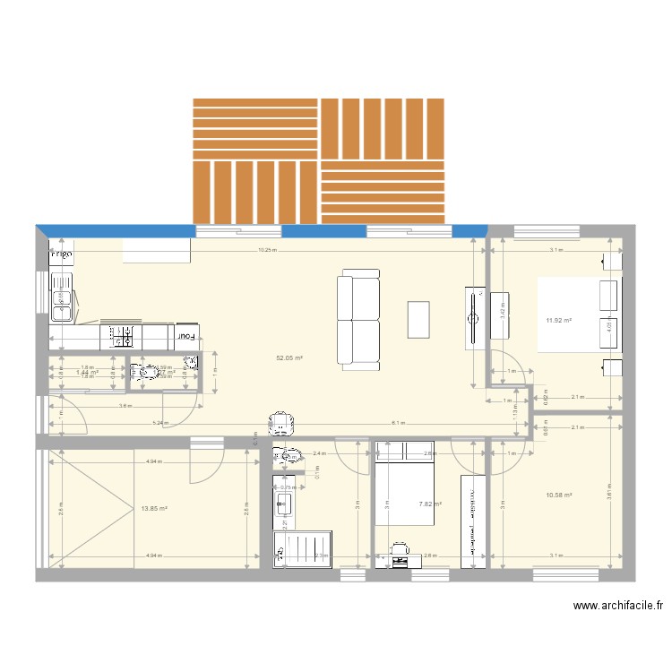 maison plain pied85 m2. Plan de 0 pièce et 0 m2