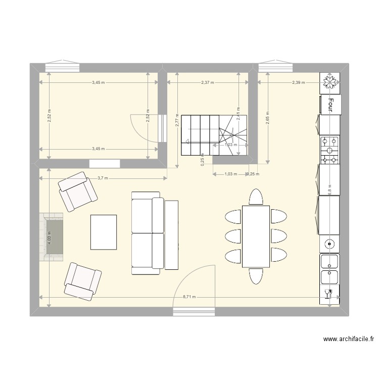 Maison Pascal et Béné cuisine lineaire. Plan de 0 pièce et 0 m2