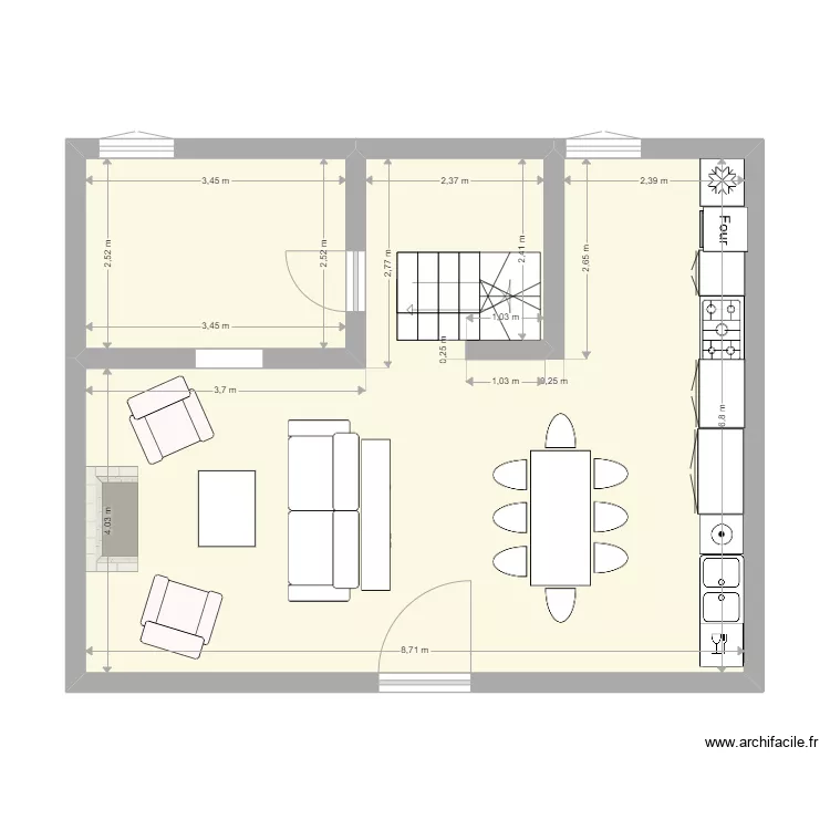 Maison Pascal et Béné cuisine lineaire. Plan de Maison Pascal et Béné cuisine lineaire. Plan de