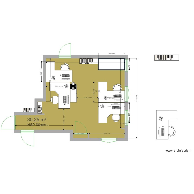 PLAN DE BUREAU. Plan de 1 pièce et 30 m2