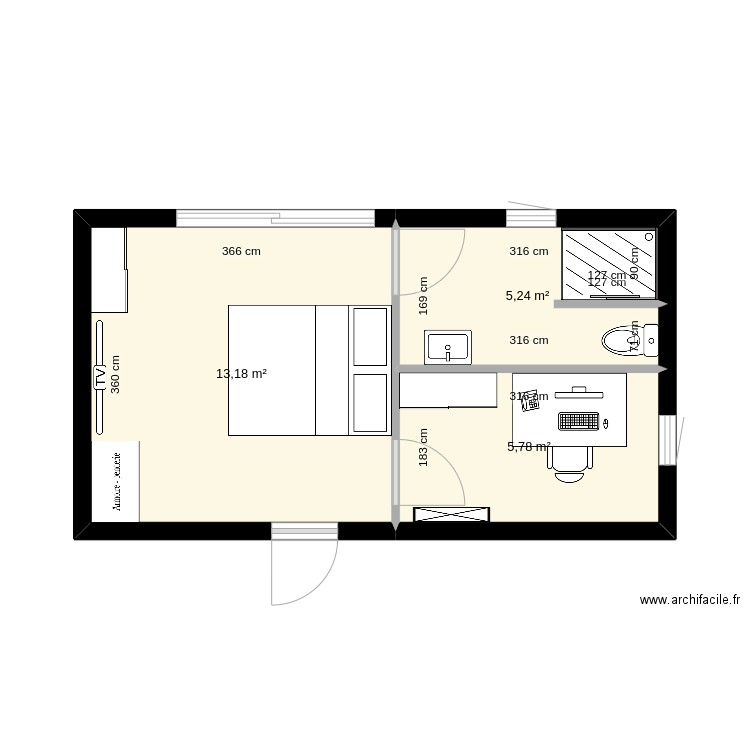 Studio. Plan de 0 pièce et 0 m2