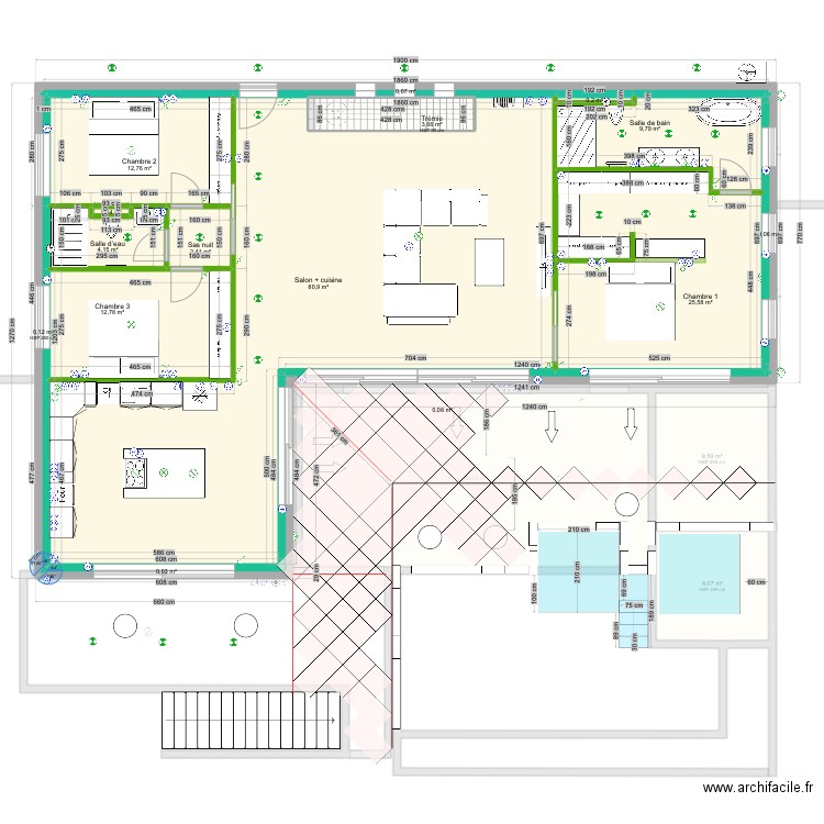 Plan pente terrasse car 60. Plan de 26 pièces et 374 m2