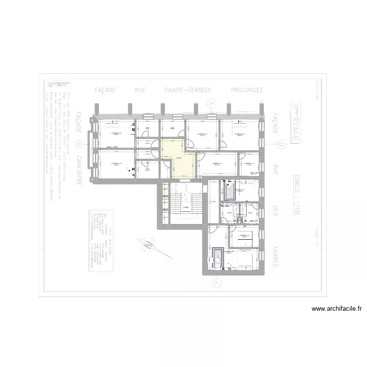 HOTEL CANNEBIERE R+3. Plan de 22  et 203 m²