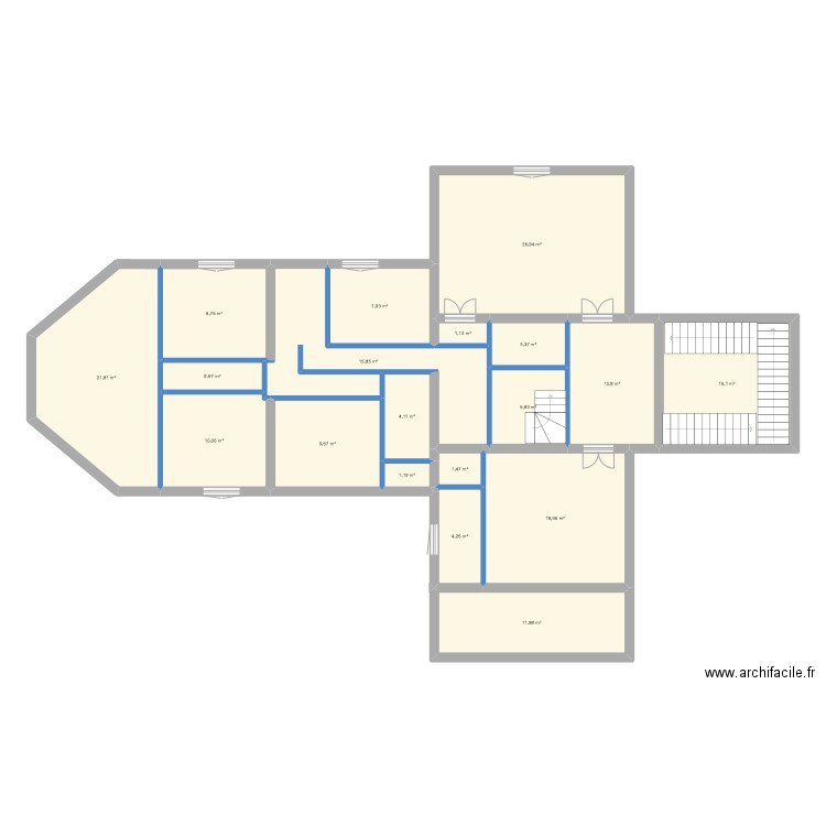 CASTEJA r+1. Plan de 19 pièces et 184 m2