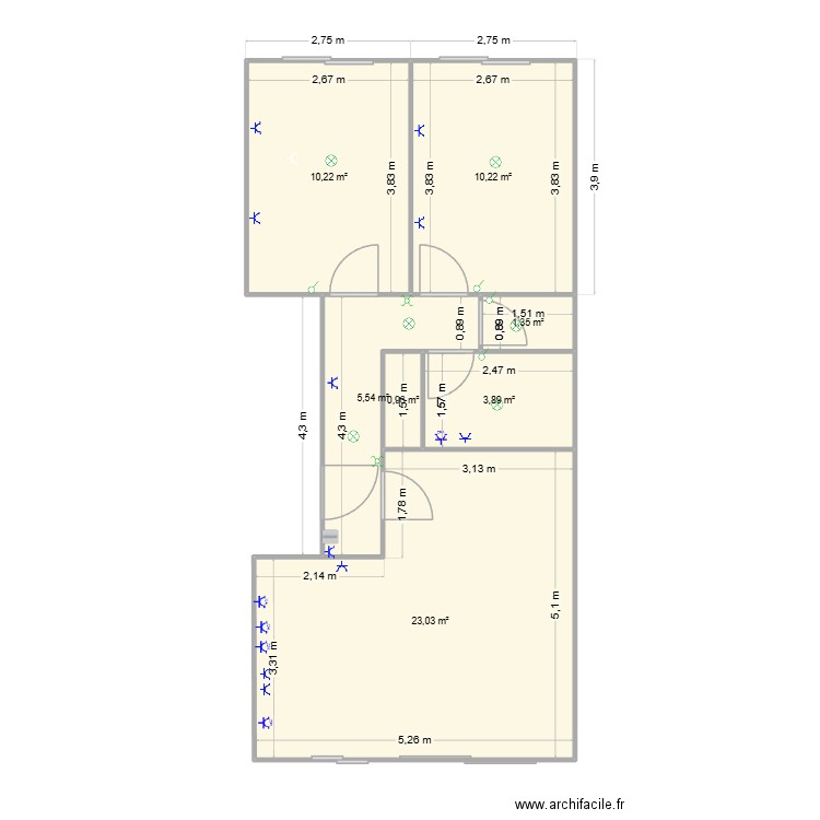 vivi. Plan de 7 pièces et 55 m2