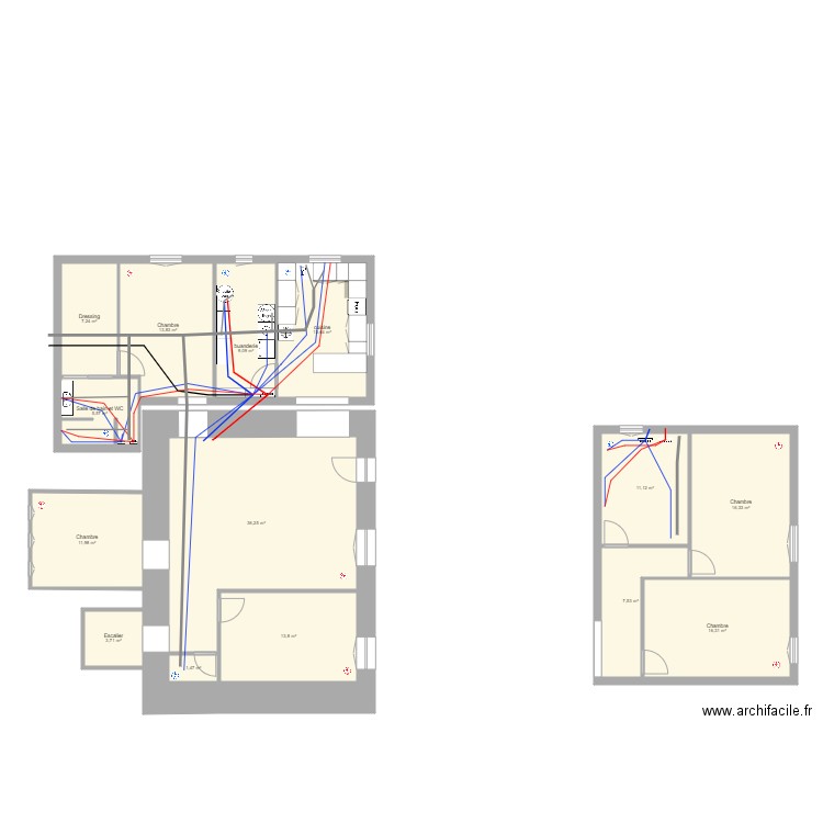 plan archifacile. Plan de 14 pièces et 168 m2