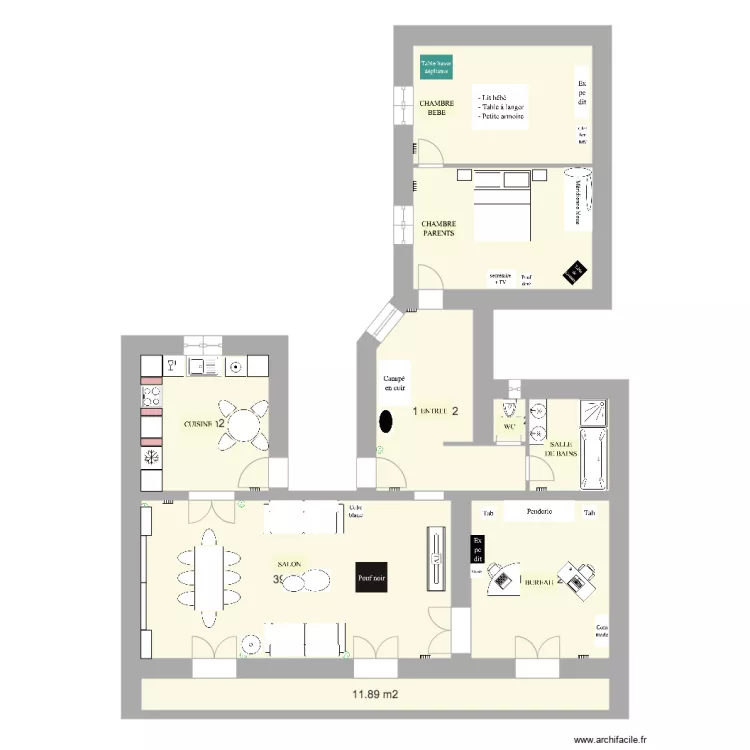 Lucien Sampaix meubles. Plan de 