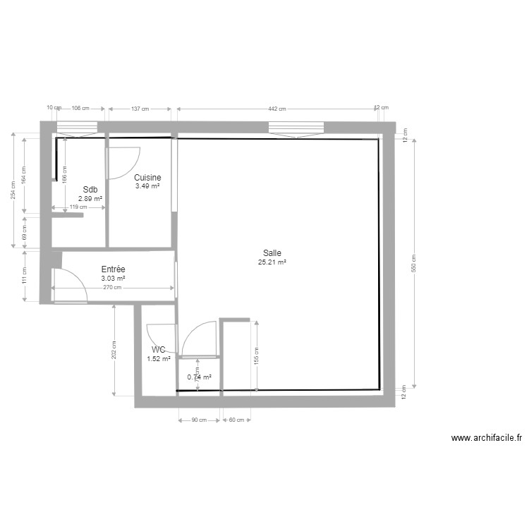 Lorient Calvin sans meubles. Plan de 6 pièces et 37 m2