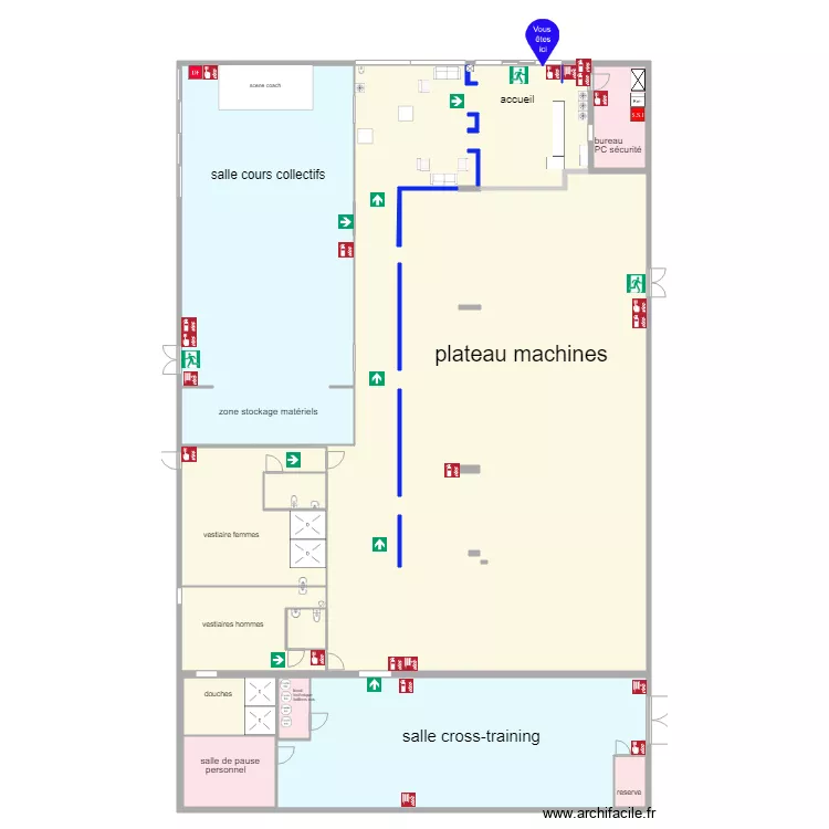 plan &eacute;vacuation. Plan de 