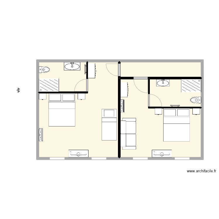 GITES. Plan de 5 pièces et 54 m2