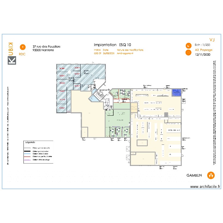 Nanterre RDC. Plan de 12 pièces et 1269 m2