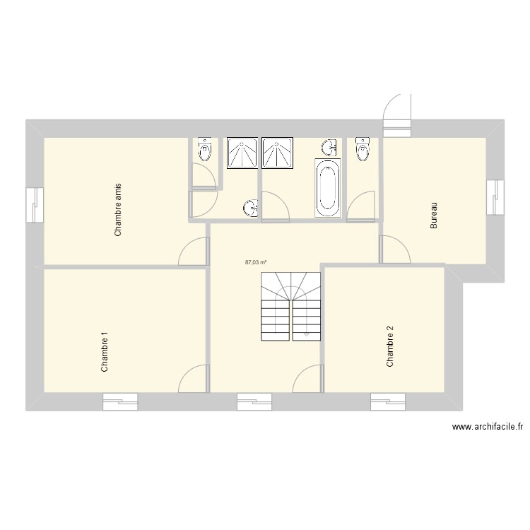 Maison. Plan de 1 pièce et 87 m2