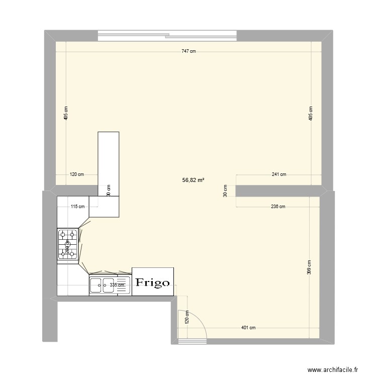 Anthony +2. Plan de 1 pièce et 57 m2