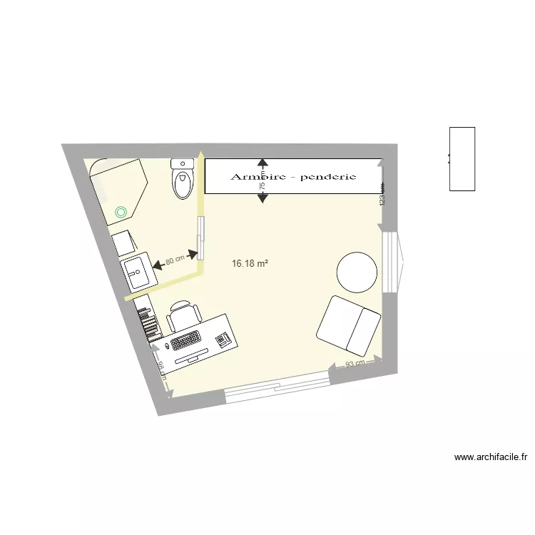 STUDIO COULON lit escamotable . Plan de 