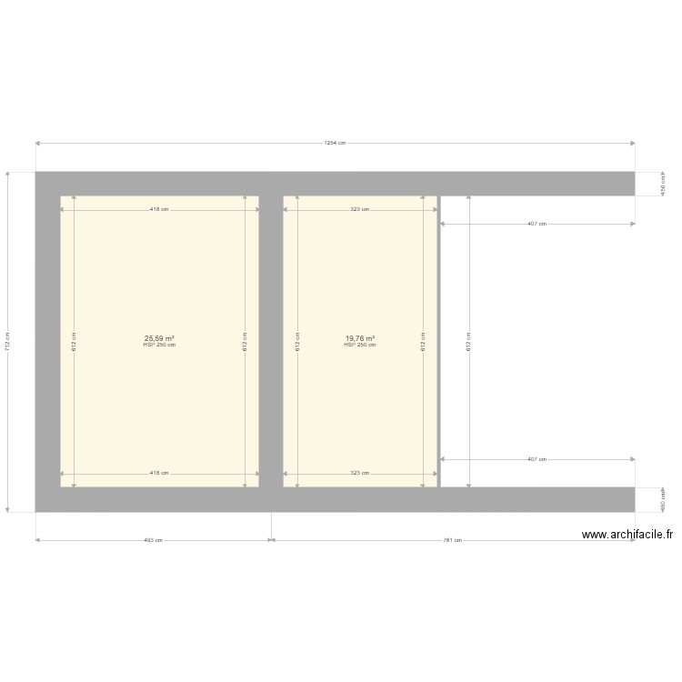 Julien 2. Plan de 2 pièces et 45 m2