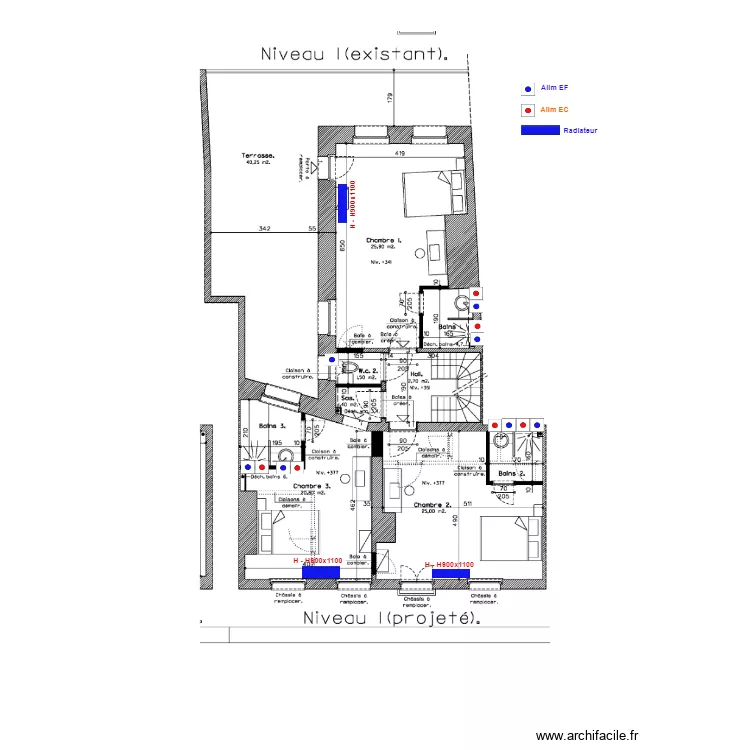 St MARTIN Plan chauffage et sanitaire niveau 1. Plan de St MARTIN Plan chauffage et sanitaire niveau 1. Plan de