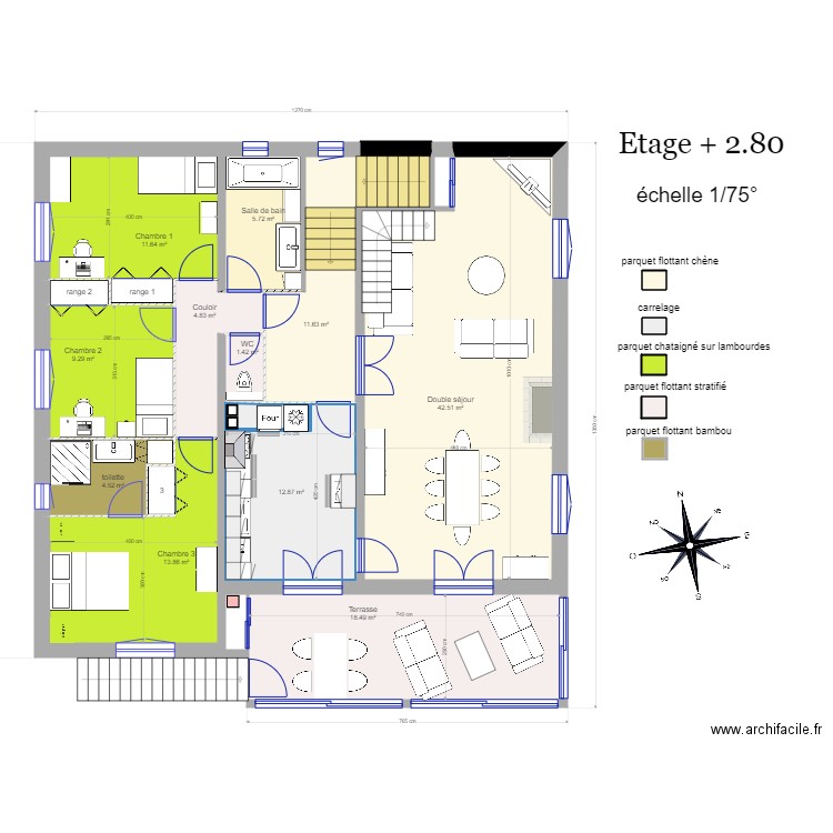 ETAGE   Niv  2 80 faux plafond. Plan de 0 pièce et 0 m2