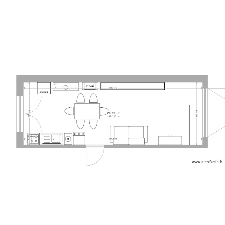 Cahors sous-sol 1. Plan de 1 pièce et 28 m2