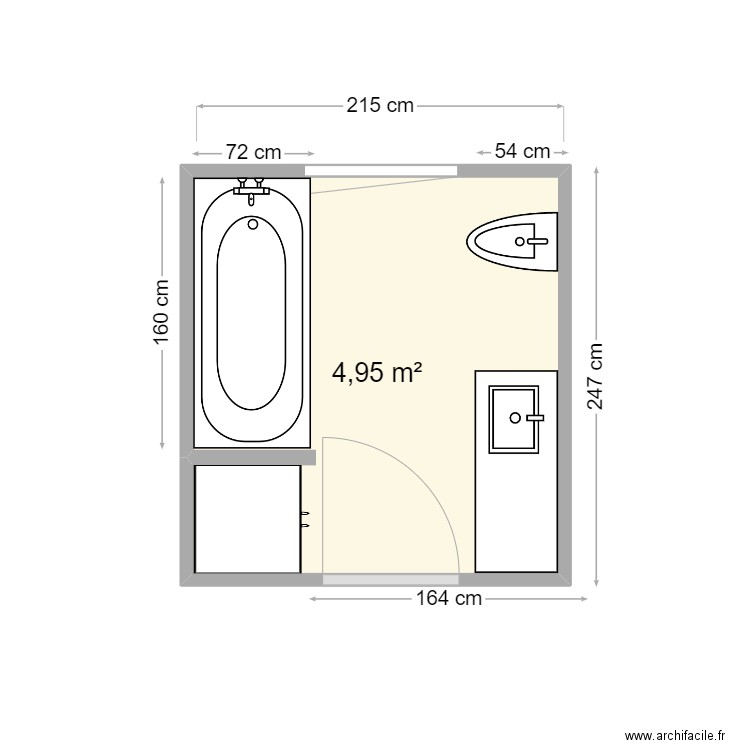 BARRETEAU PLAN EXISTANT. Plan de 1 pièce et 5 m2