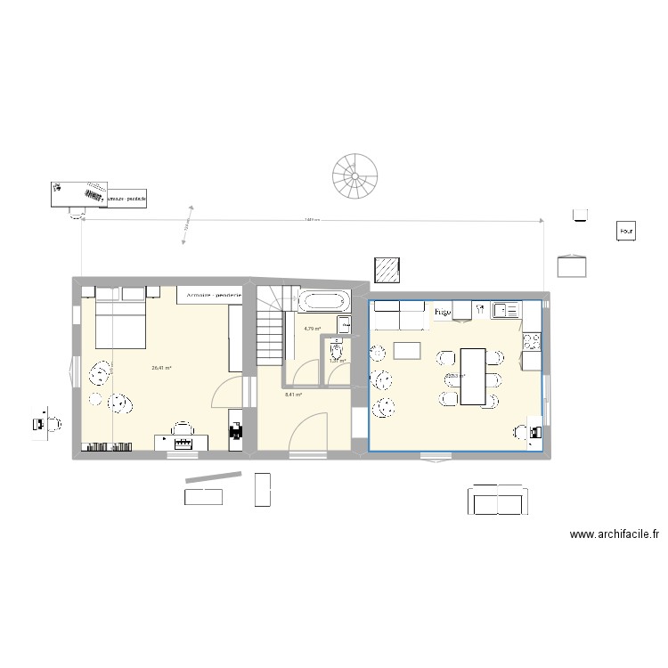 MAISON ENTREMONT. Plan de 5 pièces et 67 m2