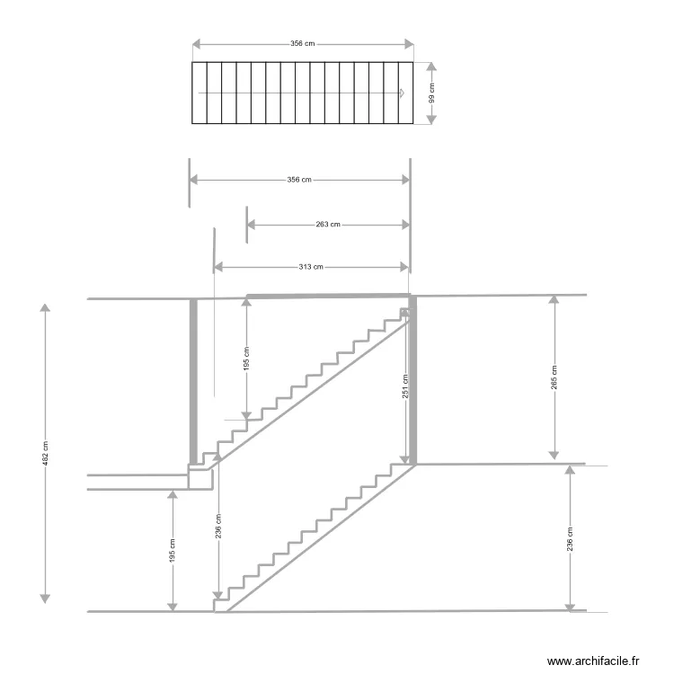 plan double escalier. Plan de 