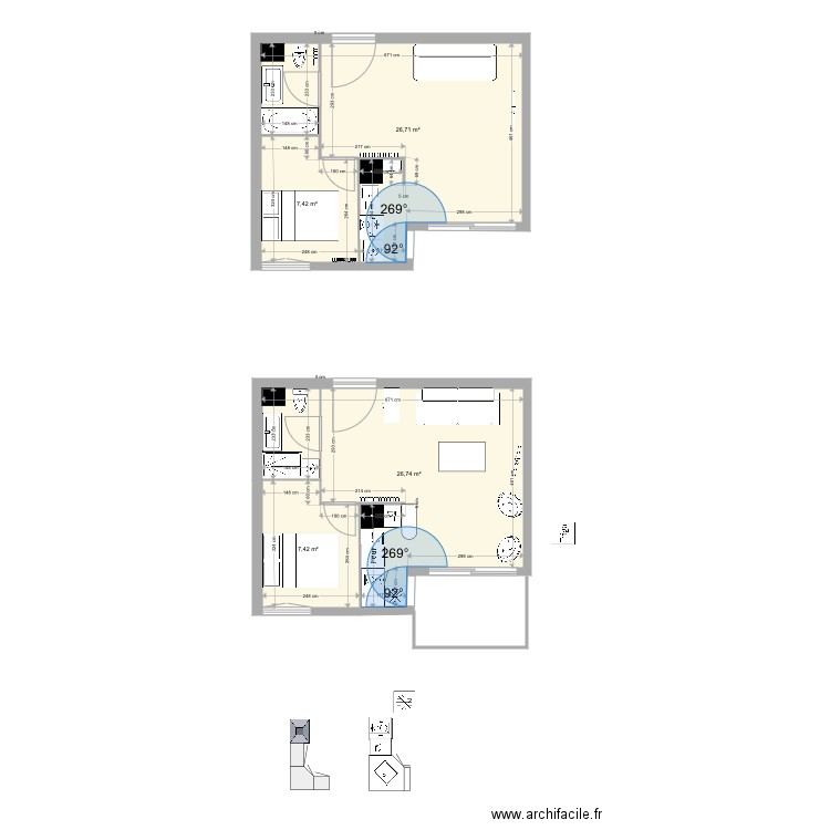 Hendaye. Plan de 4 pièces et 68 m2