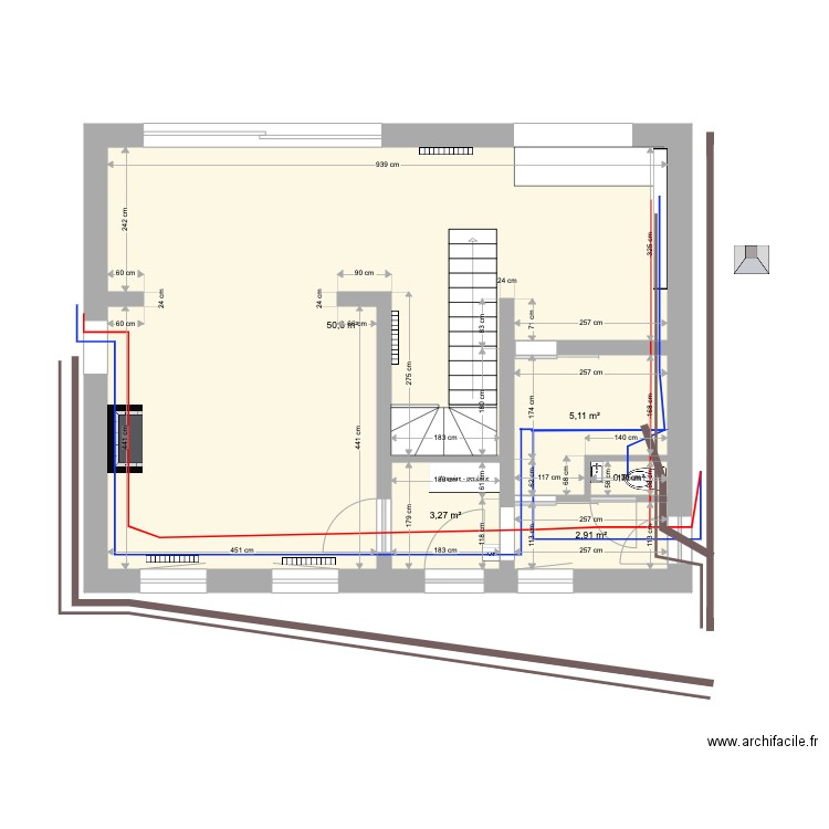 plan maison  RDC 3 Plomberie . Plan de 0 pièce et 0 m2