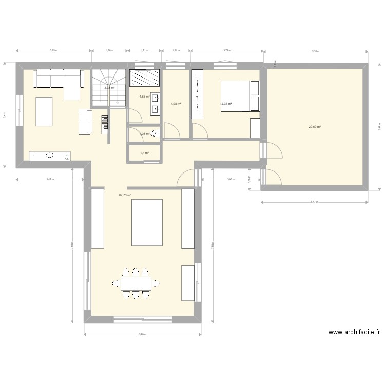 crea3. Plan de 8 pièces et 125 m2